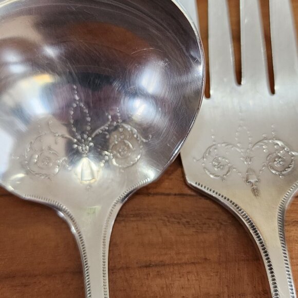 Oneida Community Grosvenor Silverplate Serving Fork & Gravy Ladle 1921 no mono - Picture 4 of 13